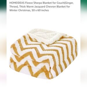 HOMEIDEAS Fleece Sherpa Mustard Yellow and White Throw Blanket NEW 50"×61"